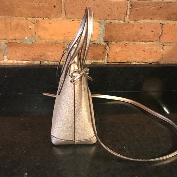 Kate Spade Lola Satchel Crossbody Shimmy Glitter Rose Gold Sparkle Handbag Purse - Picture 5 of 11